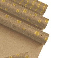 Papel de regalo de diseños navideños Kraft dorado de 2,00 x 0,70 m - 1 unidad