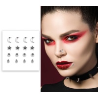 Joyas faciales piercing plateadas - 16 unidades