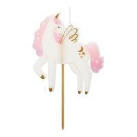 Vela de Unicornio con alas rosa de 9 cm - 1 unidad