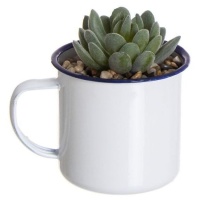 Planta artificial de cactus en taza mug laton de 10 x 8 cm