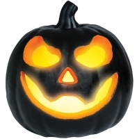 Calabaza negra de foam con luz de 16 cm