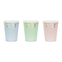 Vasos de colores pastel con lazos de 220 ml - 6 unidades