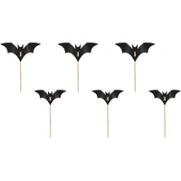 Picks para cupcakes de Murciélagos Halloween - 6 unidades