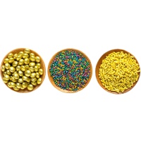 Kit de sprinkles surtidos dorado y multicolor - 85 gr