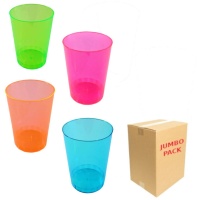 Vasos de 370 ml de plástico neón surtidos - 192 unidades