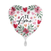 Globo de corazón de Te amo con flores y corazones de 43 cm