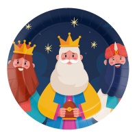 Platos de Reyes Magos con estrellas de 18 cm - 8 unidades