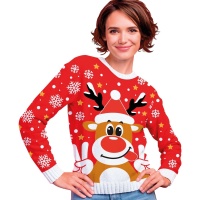 Jersy de Navidad de reno para mujer