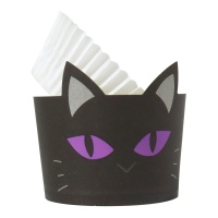 Cápsulas para cupckes con wrappers de gato negro - 12 unidades