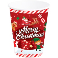 Vasos de Merry Christmas de 240 ml - 6 unidades