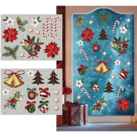 Decoración adhesiva para ventana de accesorios navideños - 2 hojas