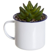 Planta artificial de cactus en taza mug laton de 10 x 13 cm