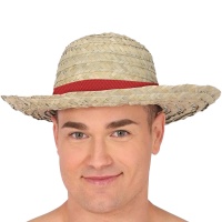 Sombrero de paja con cinta roja