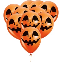 Globos de látex de Halloween de calabazas sonrientes de 30 cm - 10 unidades