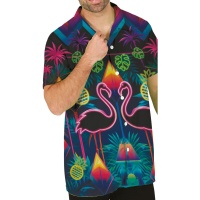 Camisa hawaiana tropical neón para adulto