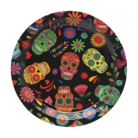 Platos de calavera mejicana de 18 cm - 6 unidades