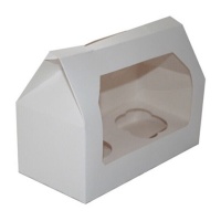 Caja para 2 cupcakes blanca con ventana - Azucren