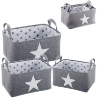 Cestas de tela de Estrellas rectangulares - 3 unidades