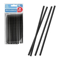 Pajitas de 14 cm de plástico negras - Best Products - 20 unidades