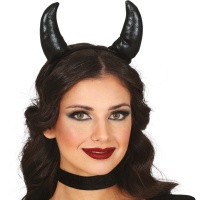 Diadema con cuernos anchos de demonio negros