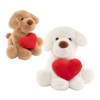 Peluche de perro con corazón de 26 cm - 1 unidad