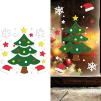 Decoración adhesiva para ventana en gel de árbol de Navidad