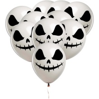 Globos de látex de Halloween de cara de calavera de 30 cm - 10 unidades