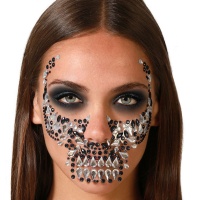 Joyas adhesivas faciales de calavera negro