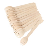 Tenedores de 16 cm de madera - 12 unidades